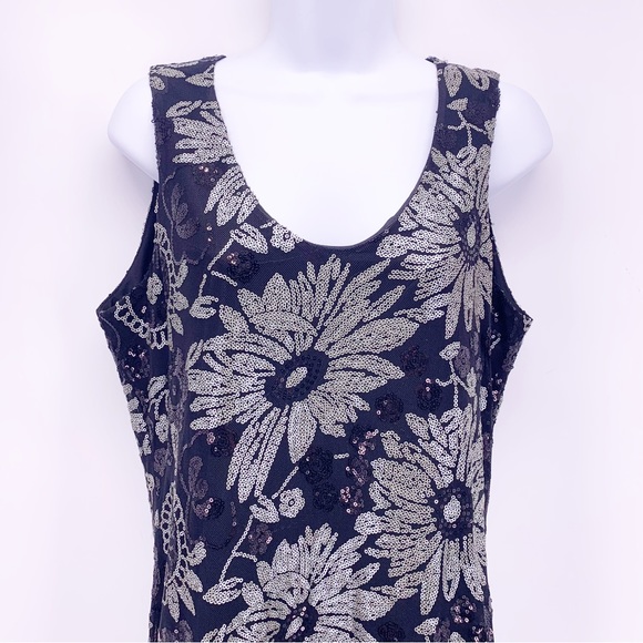 Sandra Soulos Floral Sequined Midi Dress Size 12 - Picture 2 of 8